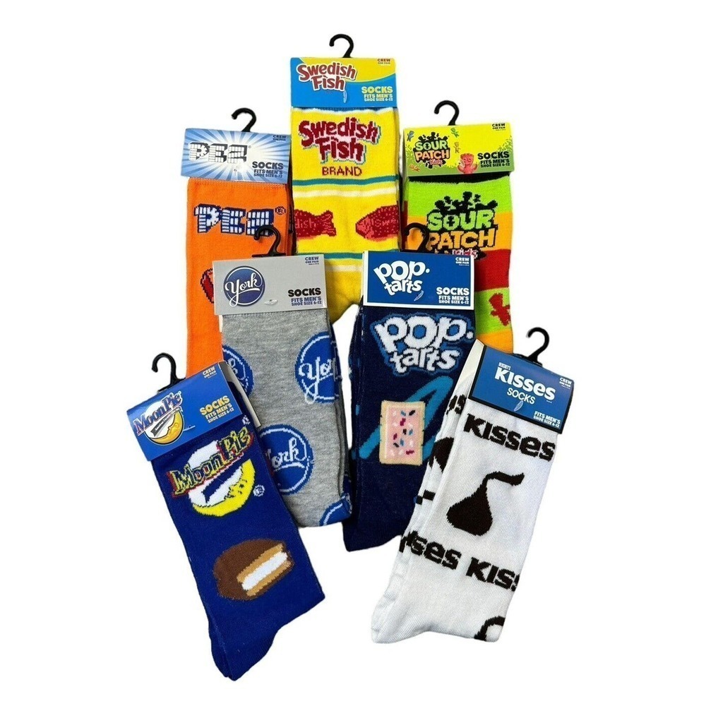 Odd Sox Novelty Crazy Socks Candy Hersheys York Chocolate PEZ Mens Sz 6-12 Crew